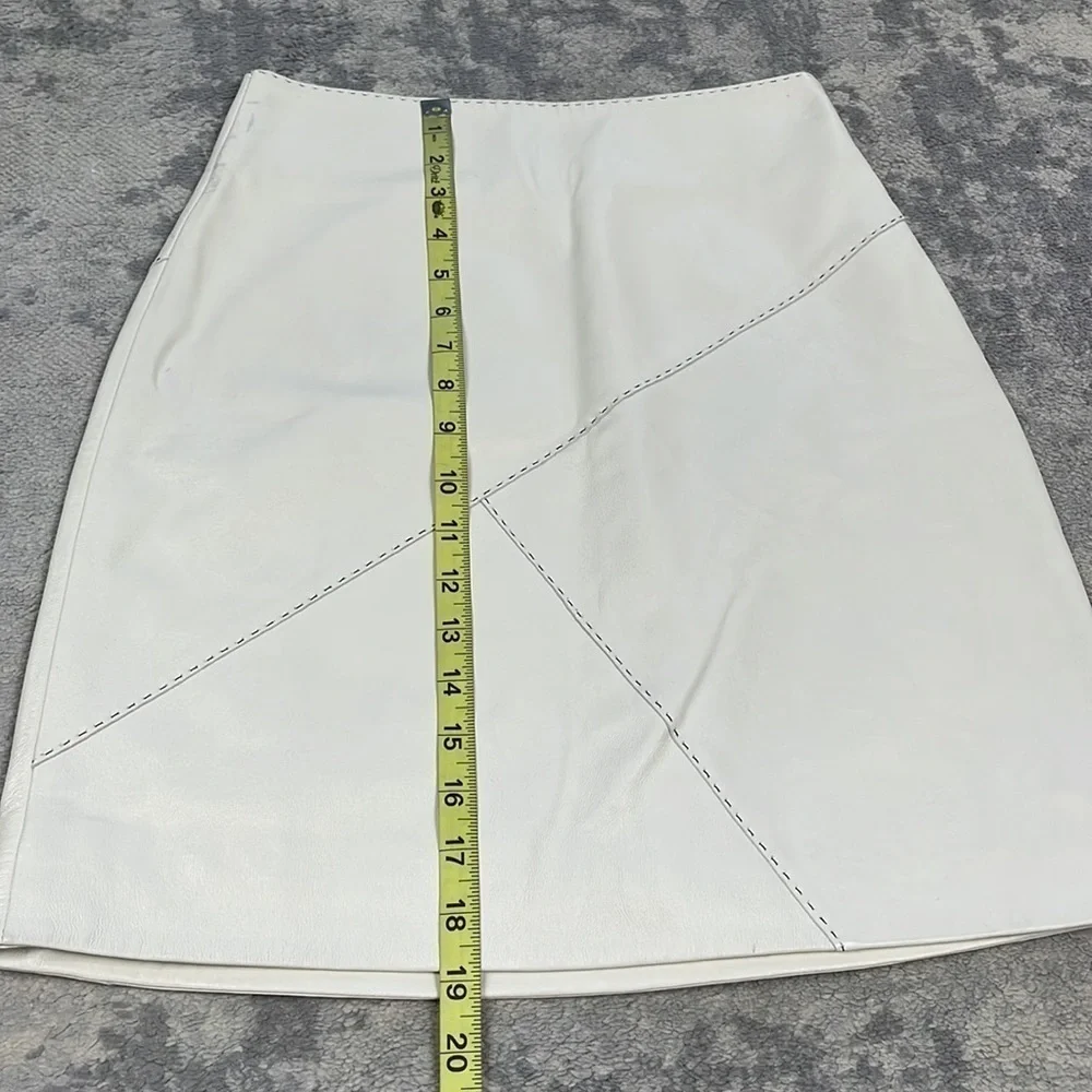 By Malene Birger Pascalles Stitched Leather Pencil Skirt Cream White Sz 34